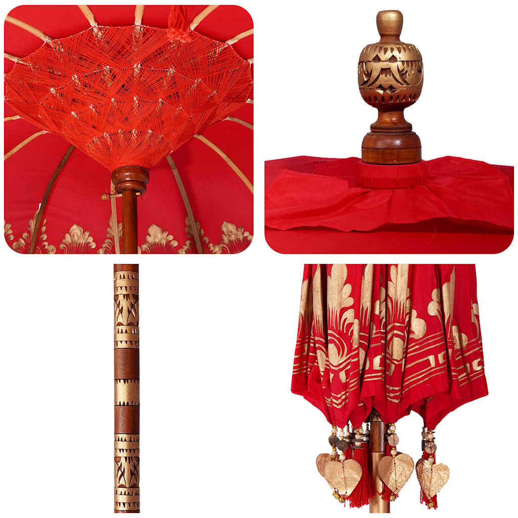 Balinese parasol met basis Rood 215 x 215 x 260 cm