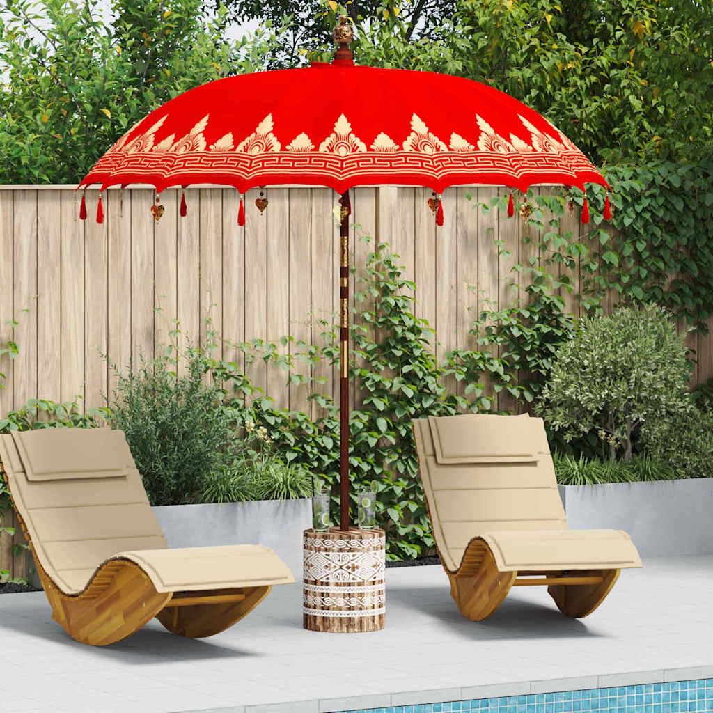 Balinese parasol met basis Rood 215 x 215 x 260 cm