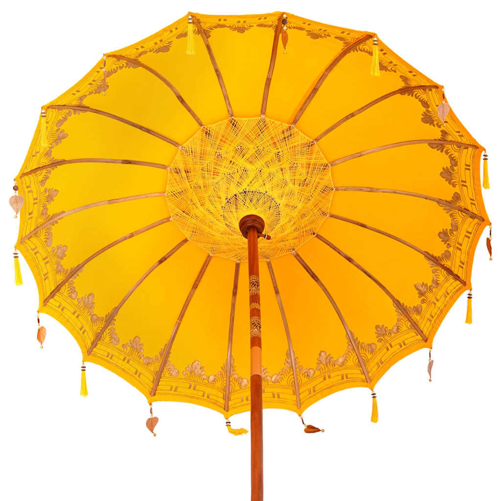 Balinese parasol met basis Geel 185 x 185 x 260 cm is nu te koop bij PeponiXL, paradijselijk wonen!