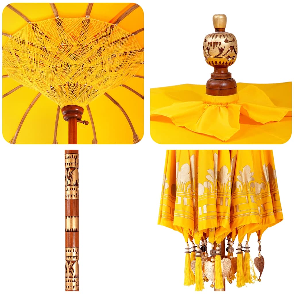 Balinese parasol met basis Geel 185 x 185 x 260 cm is nu te koop bij PeponiXL, paradijselijk wonen!