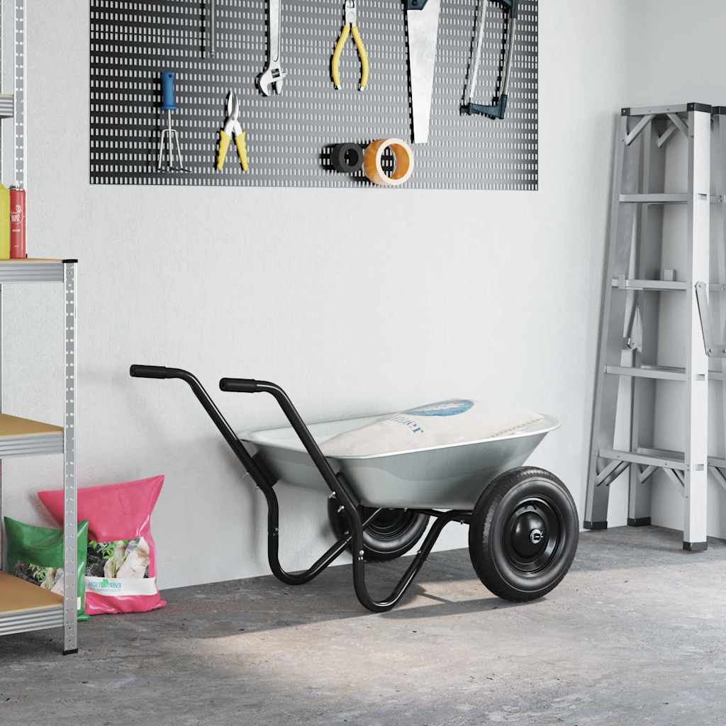 Kruiwagen Zilver en Zwart 124 x 73 x 65 cm Staal is nu te koop bij PeponiXL, paradijselijk wonen!