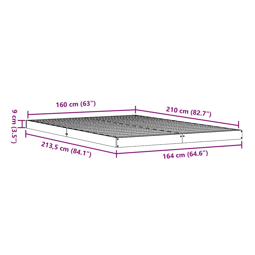 Bedframe Wit 160 x 210 cm Massief grenenhout is nu te koop bij PeponiXL, paradijselijk wonen!