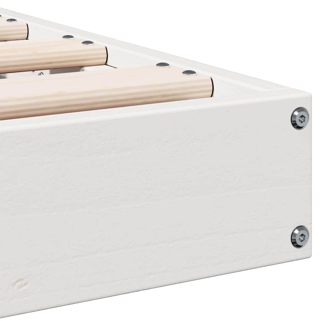 Bedframe Wit 213.5 x 104 x 9 cm Massief grenenhout is nu te koop bij PeponiXL, paradijselijk wonen!