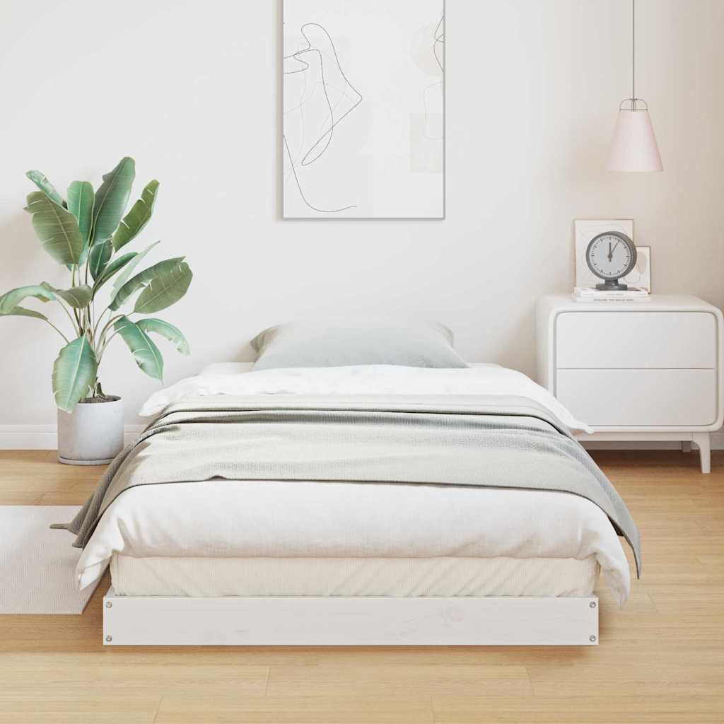 Bedframe Wit 213.5 x 104 x 9 cm Massief grenenhout is nu te koop bij PeponiXL, paradijselijk wonen!