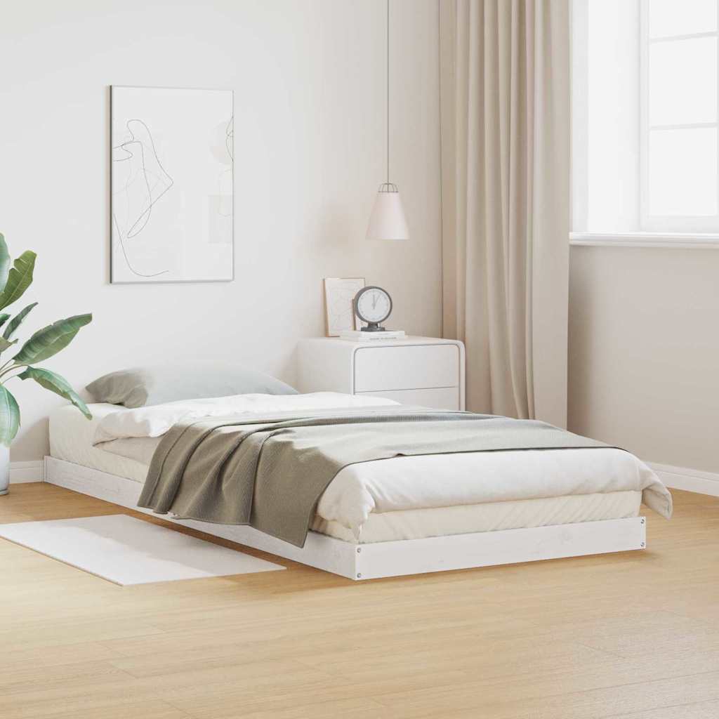 Bedframe Wit 213.5 x 104 x 9 cm Massief grenenhout is nu te koop bij PeponiXL, paradijselijk wonen!