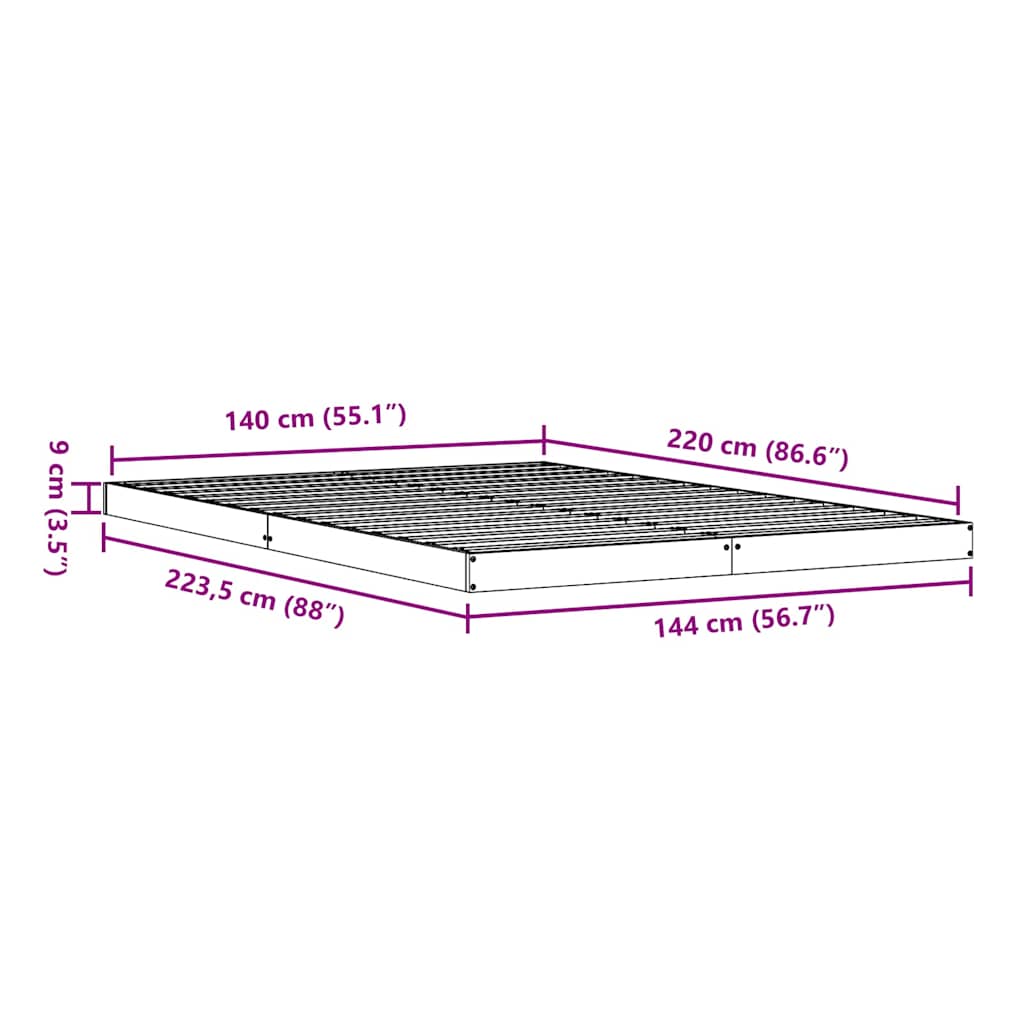 Bedframe Naturel 213.5 x 104 x 9 cm Massief grenenhout is nu te koop bij PeponiXL, paradijselijk wonen!