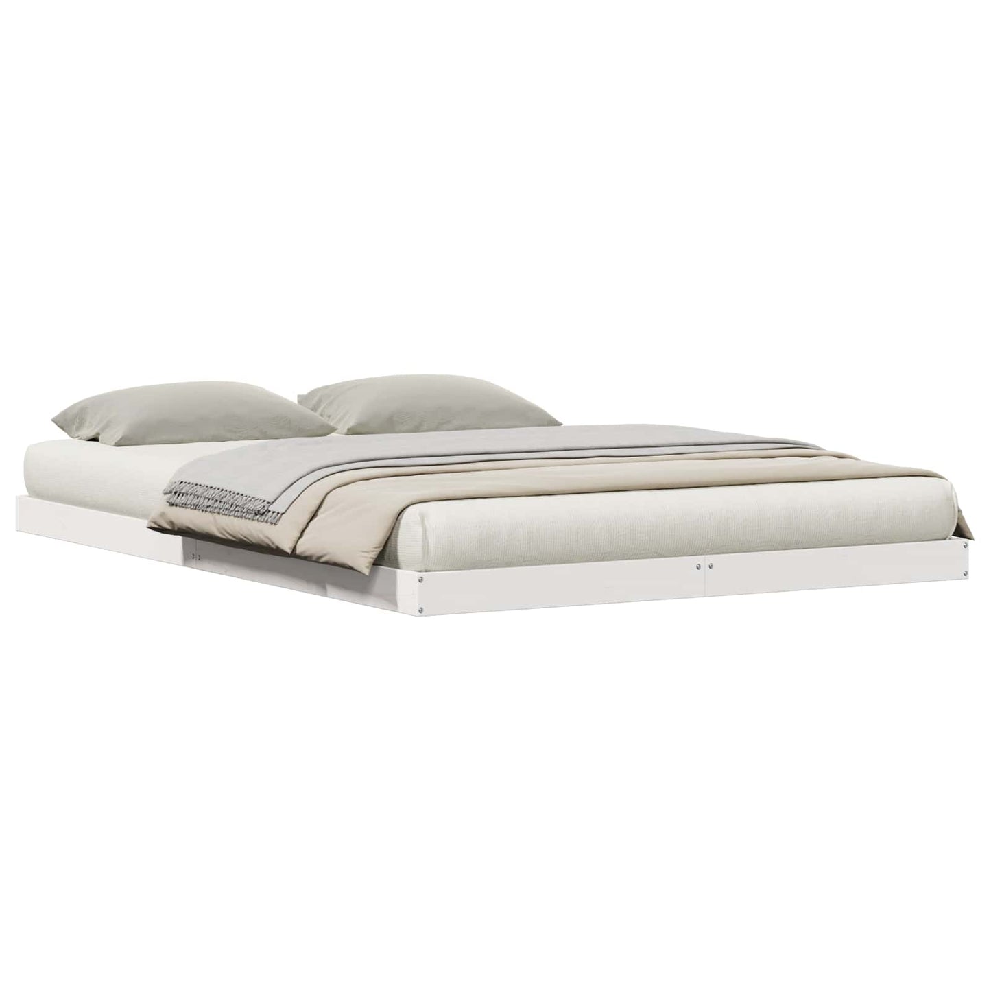 Bedframe Wit 213.5 x 104 x 9 cm Massief grenenhout is nu te koop bij PeponiXL, paradijselijk wonen!