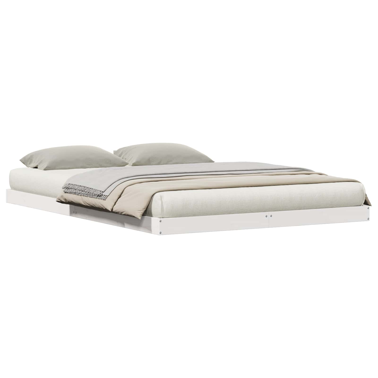 Bedframe Wit 213.5 x 104 x 9 cm Massief grenenhout is nu te koop bij PeponiXL, paradijselijk wonen!