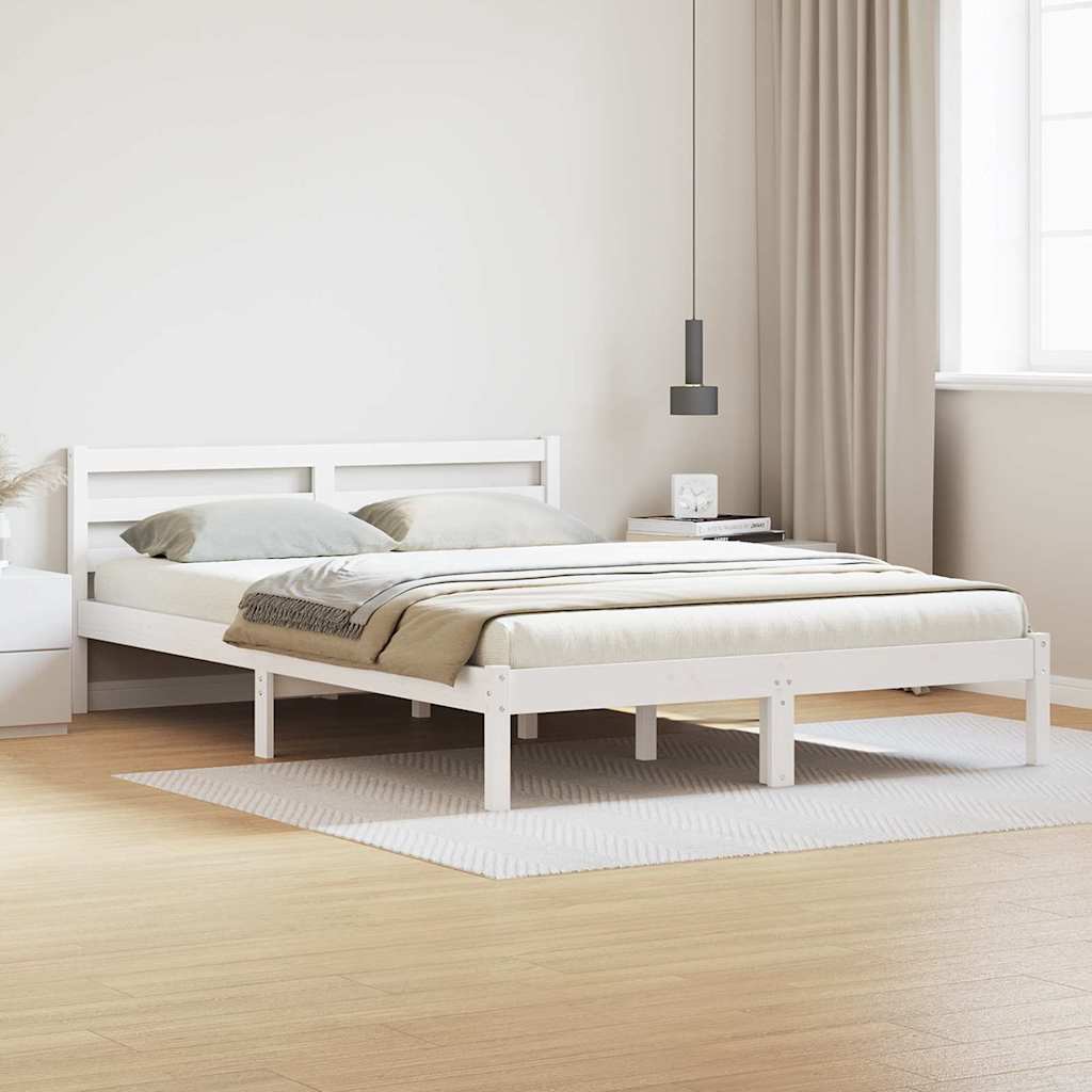 Bedframe Wit 215,5 x 145,5 x 69,5 cm Massief Vurenhout is nu te koop bij PeponiXL, paradijselijk wonen!