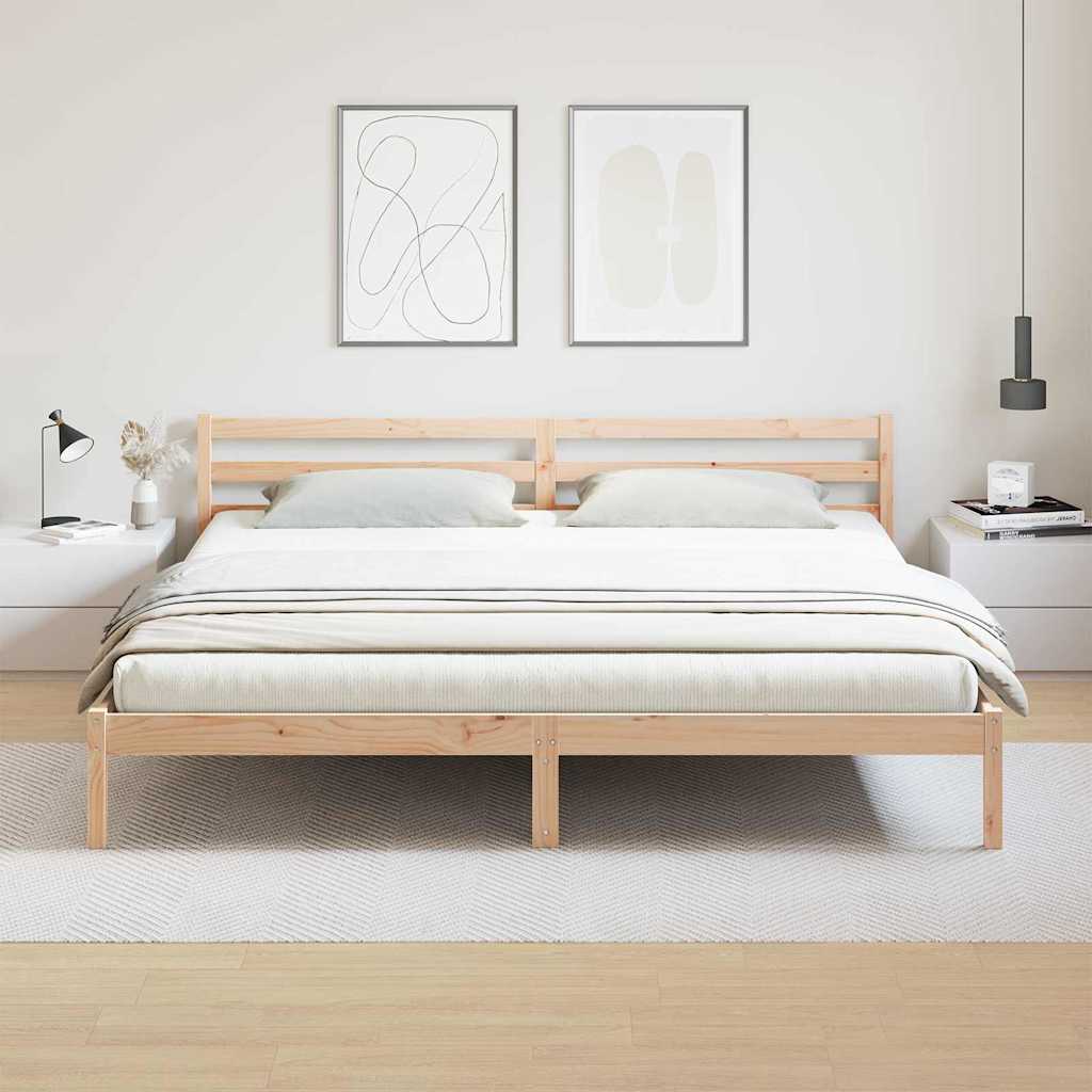 Bedframe Bruin 215,5 x 185,5 x 69,5 cm Massief Vurenhout is nu te koop bij PeponiXL, paradijselijk wonen!