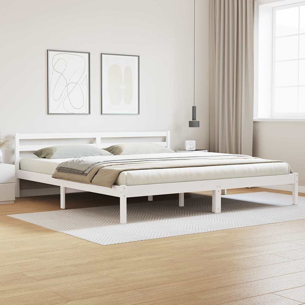 Bedframe Wit 215,5 x 185,5 x 69,5 cm Massief Vurenhout is nu te koop bij PeponiXL, paradijselijk wonen!