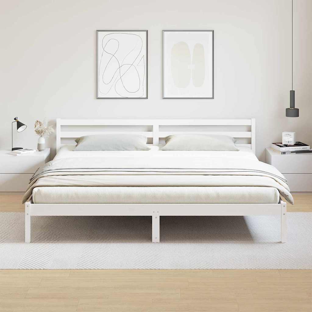 Bedframe Wit 225,5 x 205,5 x 69,5 cm Massief Vurenhout is nu te koop bij PeponiXL, paradijselijk wonen!