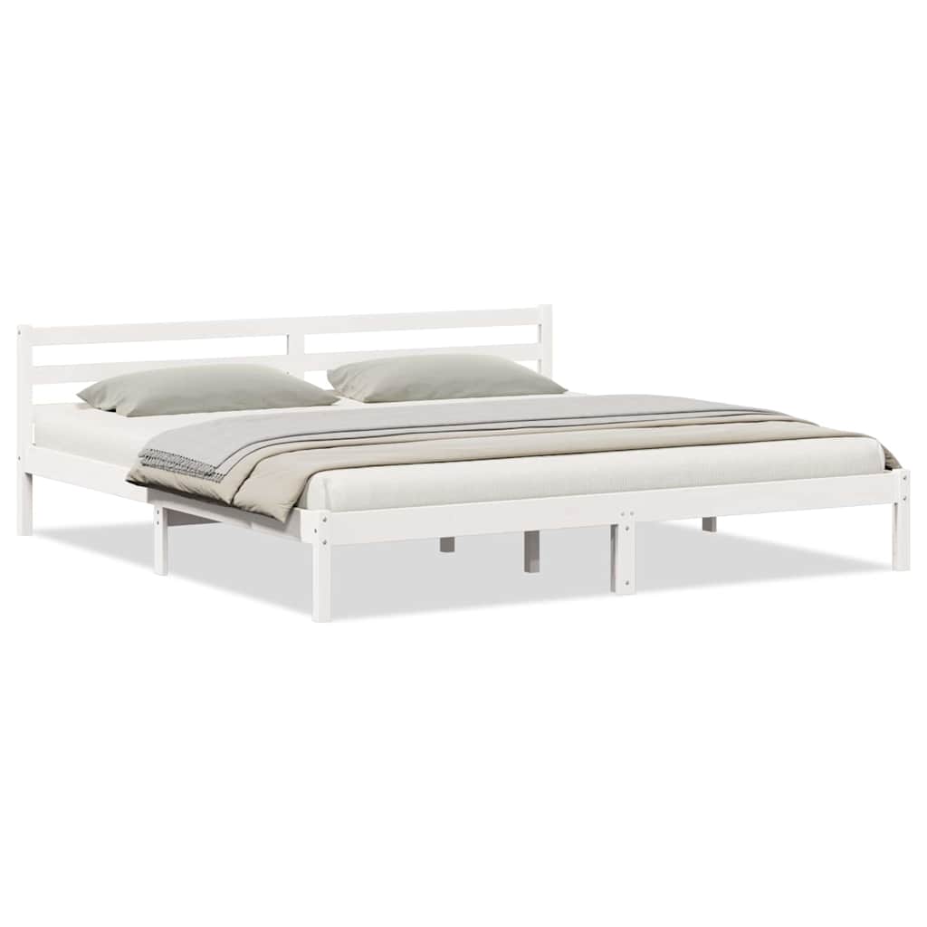 Bedframe Wit 225,5 x 205,5 x 69,5 cm Massief Vurenhout is nu te koop bij PeponiXL, paradijselijk wonen!