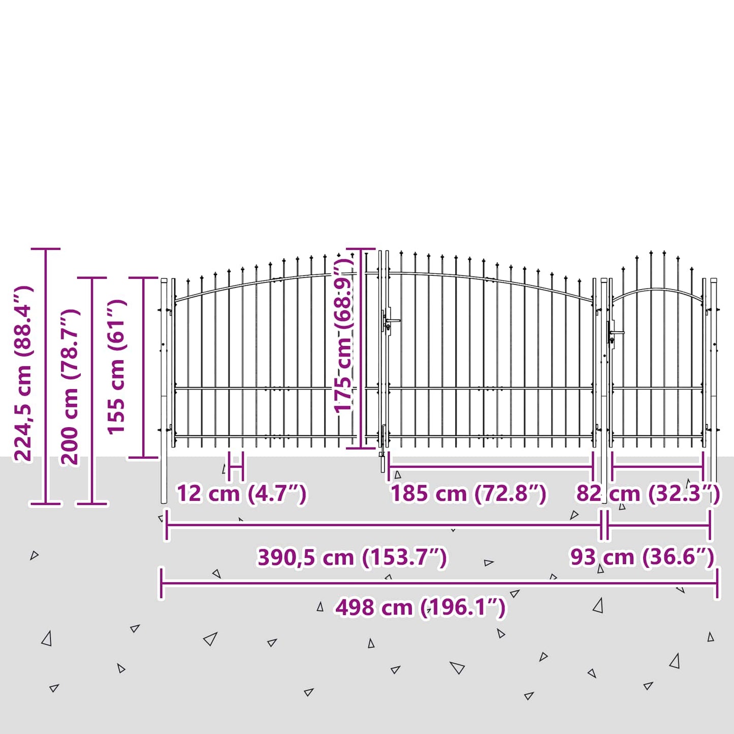 Tuinpoort met slot Woerden Grijs 125 x 400 cm Staal is nu te koop bij PeponiXL, paradijselijk wonen!