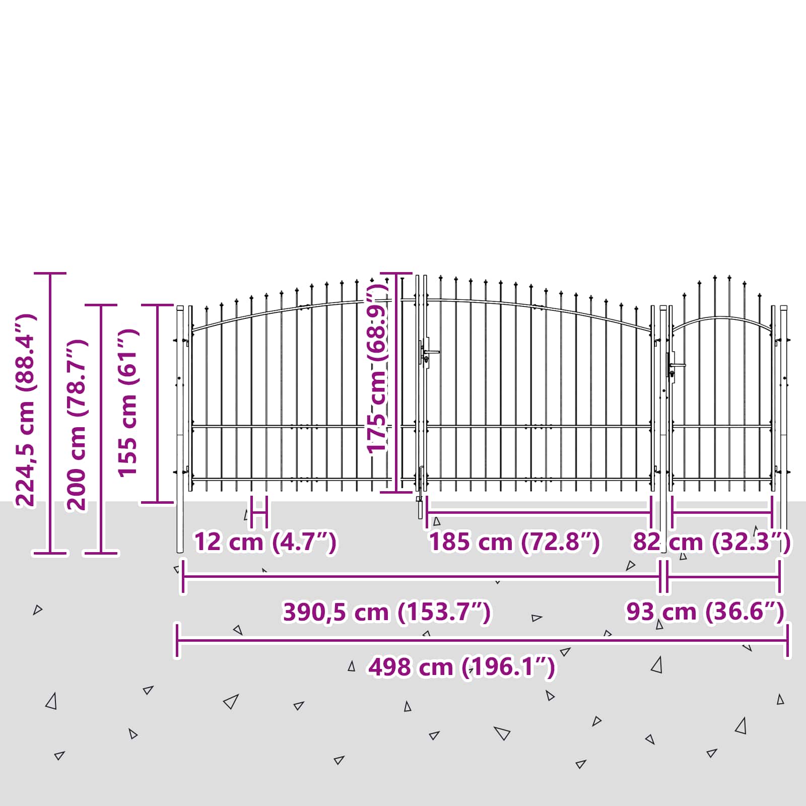 Tuinpoort met slot Woerden Grijs 125 x 400 cm Staal is nu te koop bij PeponiXL, paradijselijk wonen!
