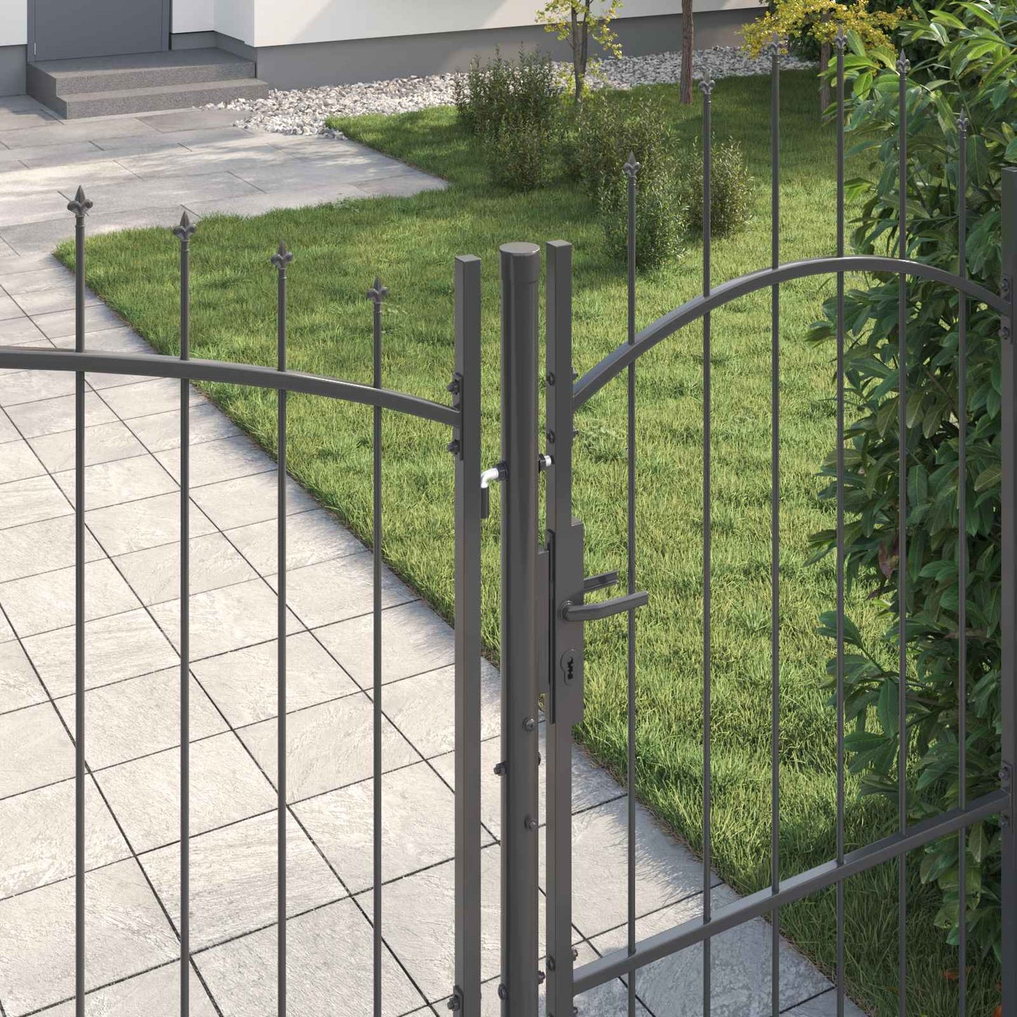 Tuinpoort met slot Woerden Grijs 175 x 400 cm Staal is nu te koop bij PeponiXL, paradijselijk wonen!