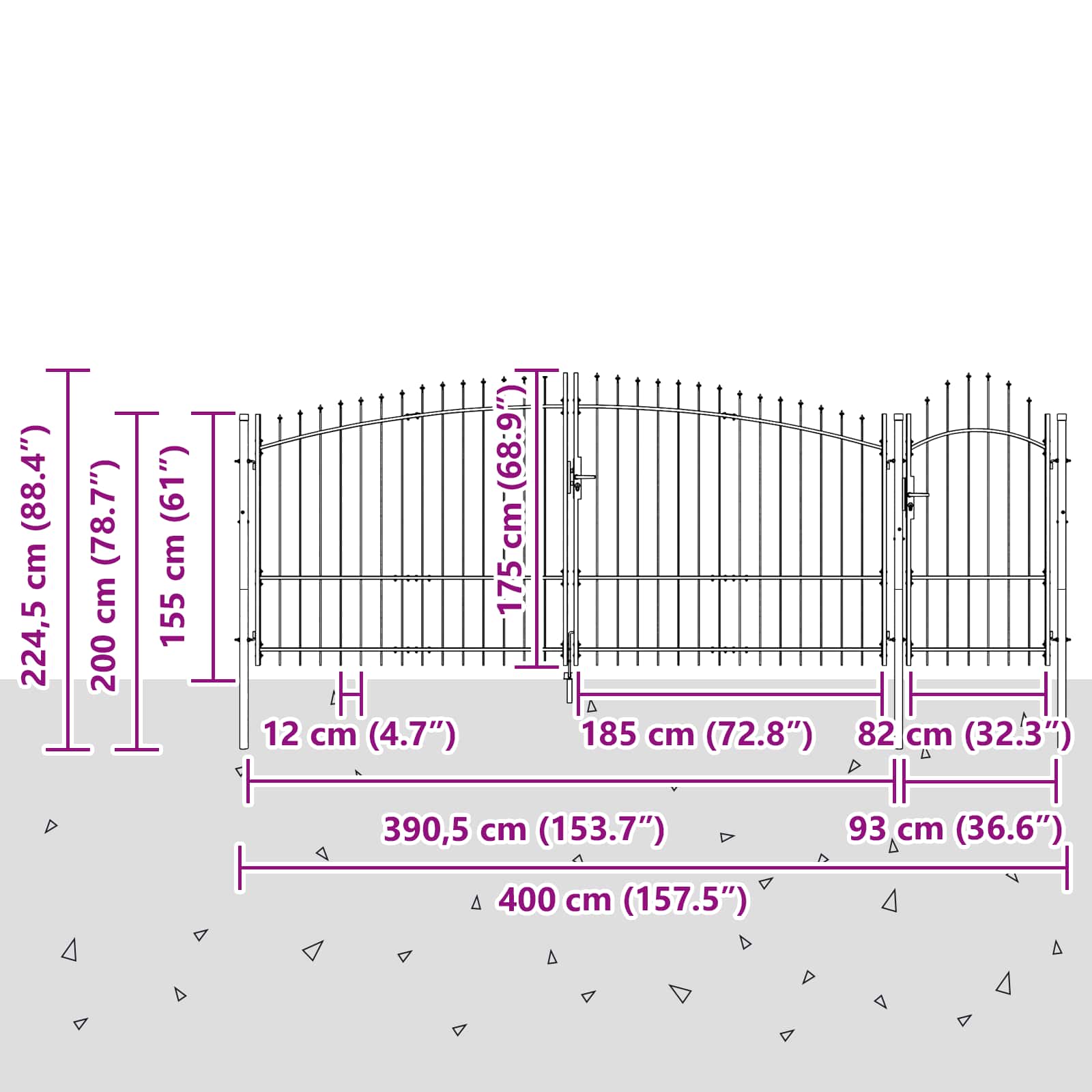 Tuinpoort met slot Woerden Grijs 175 x 400 cm Staal is nu te koop bij PeponiXL, paradijselijk wonen!