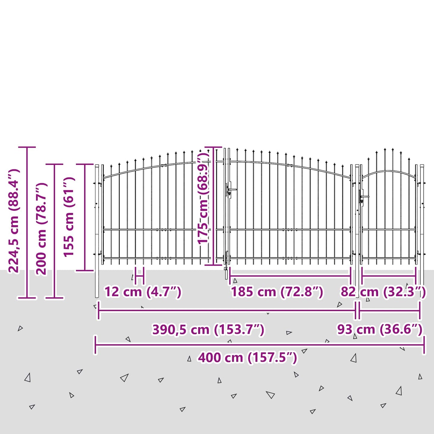 Tuinpoort met slot Woerden Grijs 195 x 400 cm Staal is nu te koop bij PeponiXL, paradijselijk wonen!
