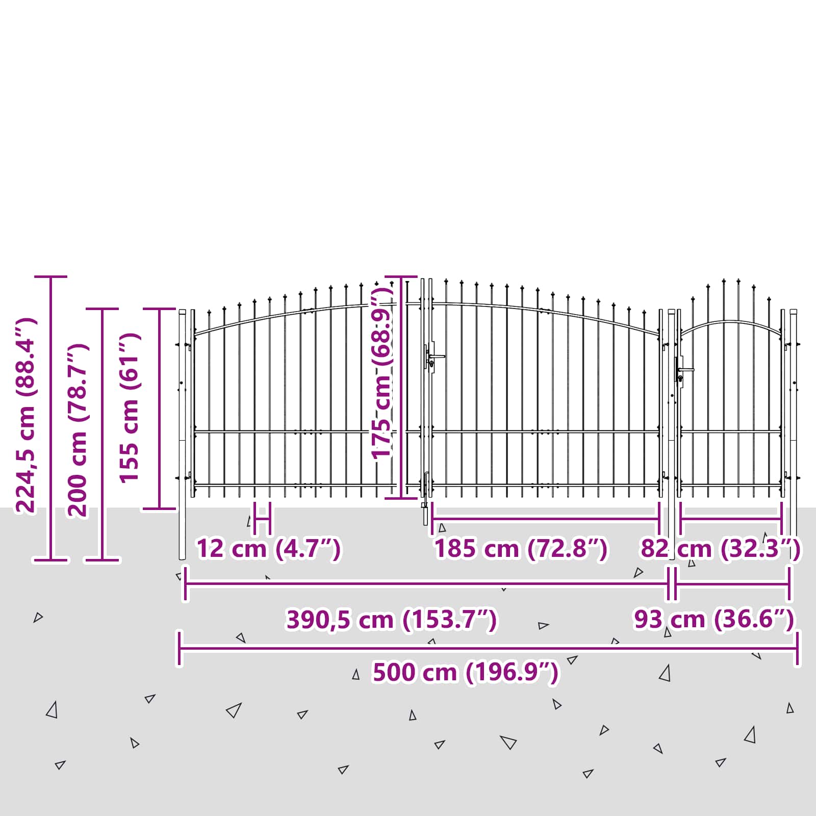 Tuinpoort met slot Woerden Grijs 125 x 500 cm Staal is nu te koop bij PeponiXL, paradijselijk wonen!