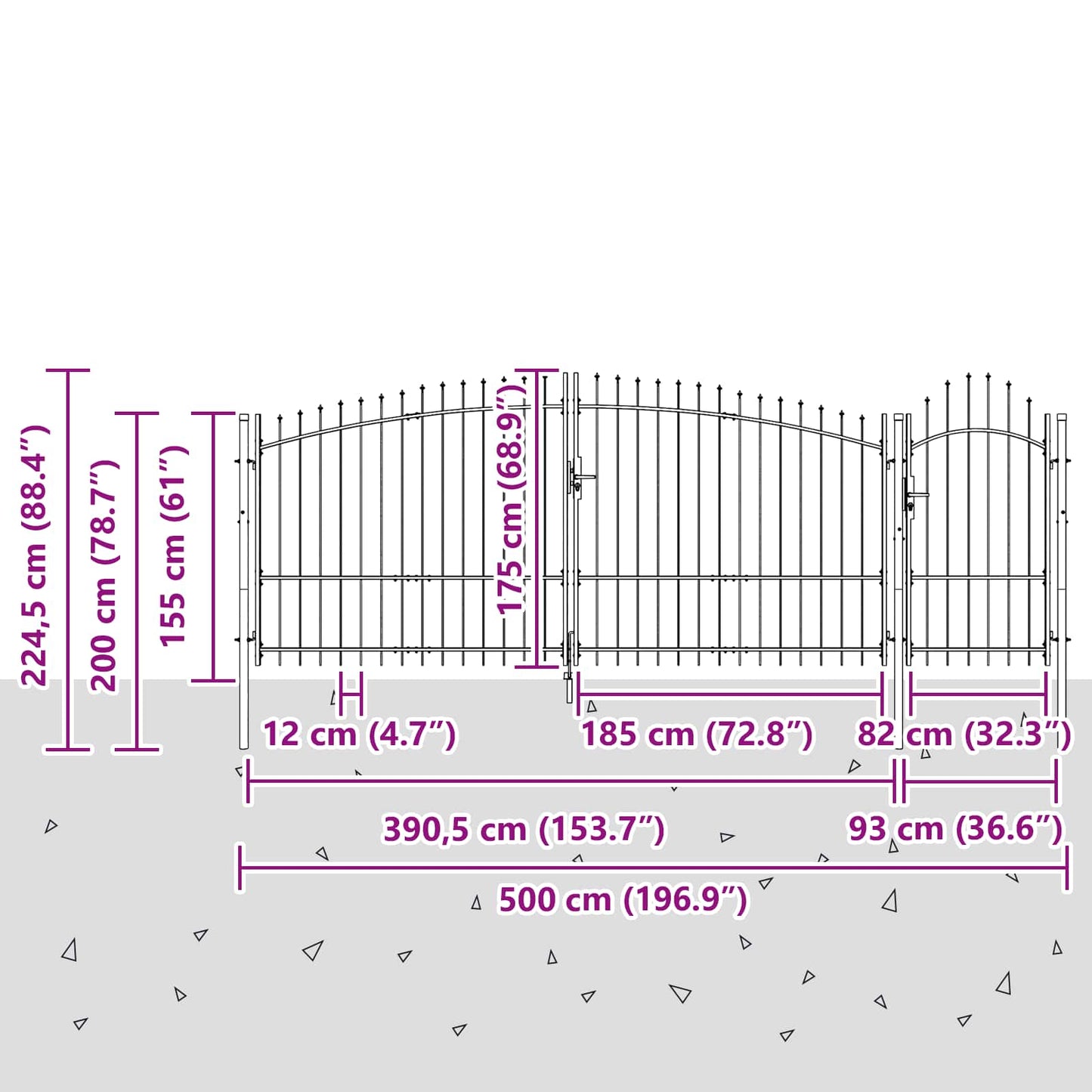 Tuinpoort met slot Woerden Grijs 150 x 500 cm Staal is nu te koop bij PeponiXL, paradijselijk wonen!
