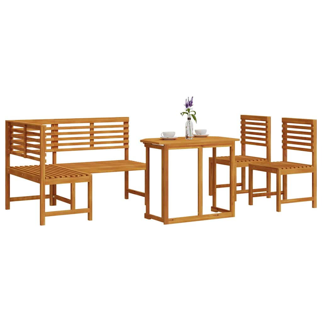 Tuinbankset 4 pcs Bruin Massief acaciahout is nu te koop bij PeponiXL, paradijselijk wonen!