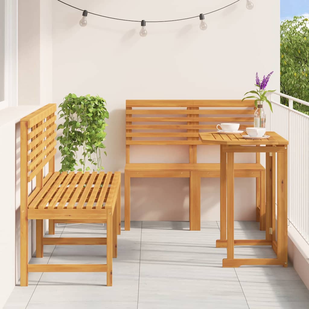 Tuin Bistro Set 5 pcs Bruin Massief Acaciahout is nu te koop bij PeponiXL, paradijselijk wonen!