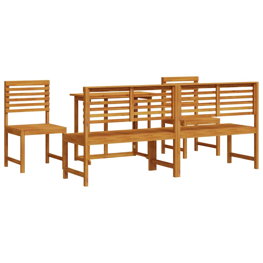 Tuin Bistro Set 5 pcs Bruin Massief Acaciahout is nu te koop bij PeponiXL, paradijselijk wonen!