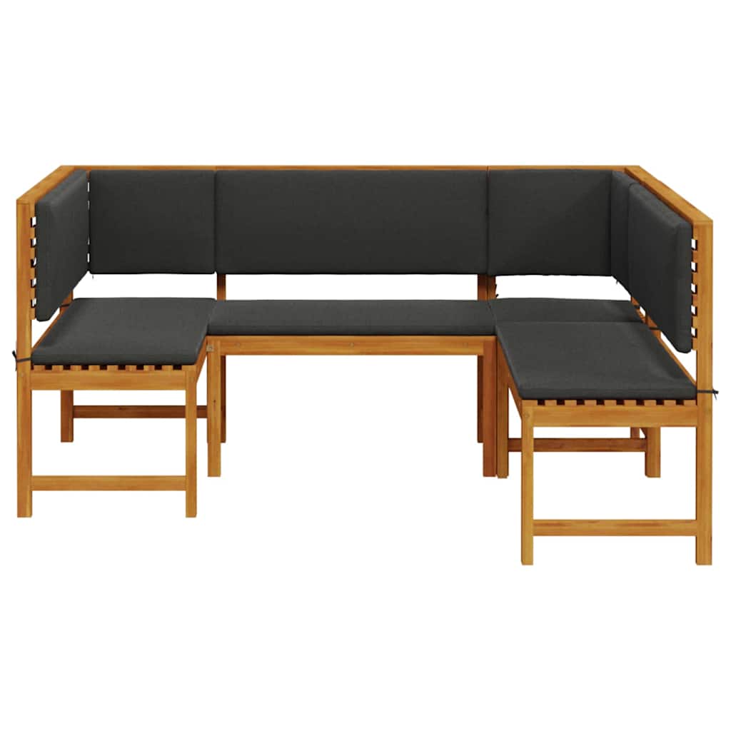 Tuinbankset 3 pcs Bruin Massief Acaciahout is nu te koop bij PeponiXL, paradijselijk wonen!
