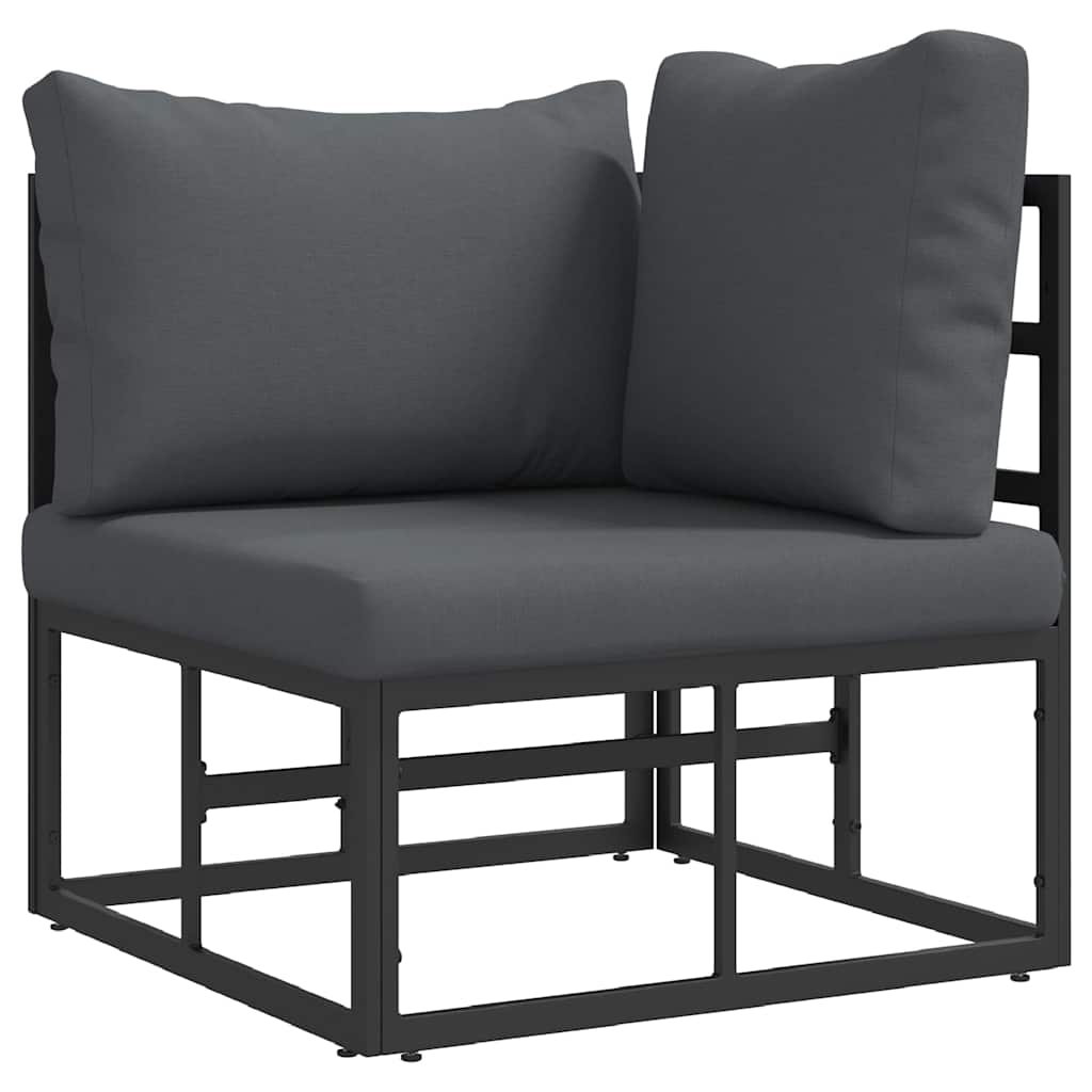 Buitenmeubilair met kussen 3 Stuk Zwart en Anthraciet Metaal is nu te koop bij PeponiXL, paradijselijk wonen!