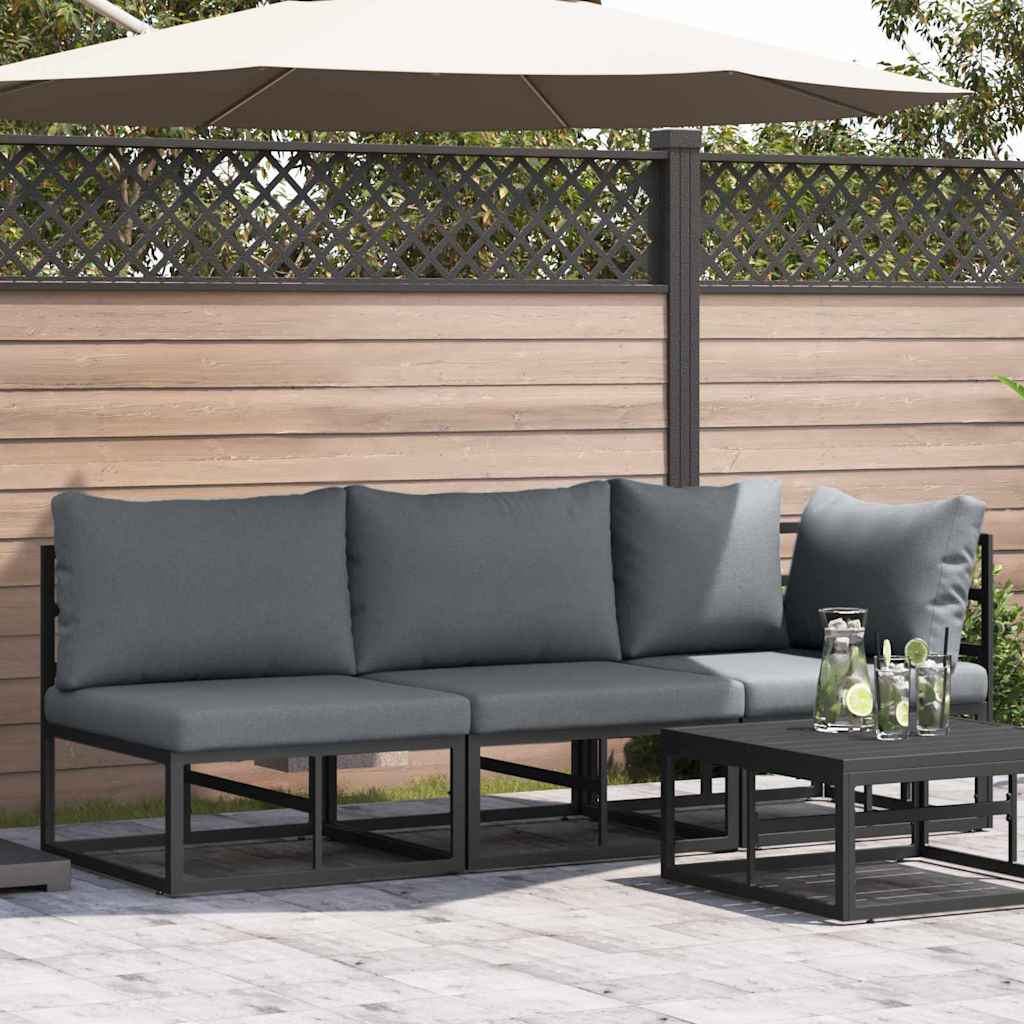 Buitenmeubilair met kussen 3 Stuk Zwart en Anthraciet Metaal is nu te koop bij PeponiXL, paradijselijk wonen!