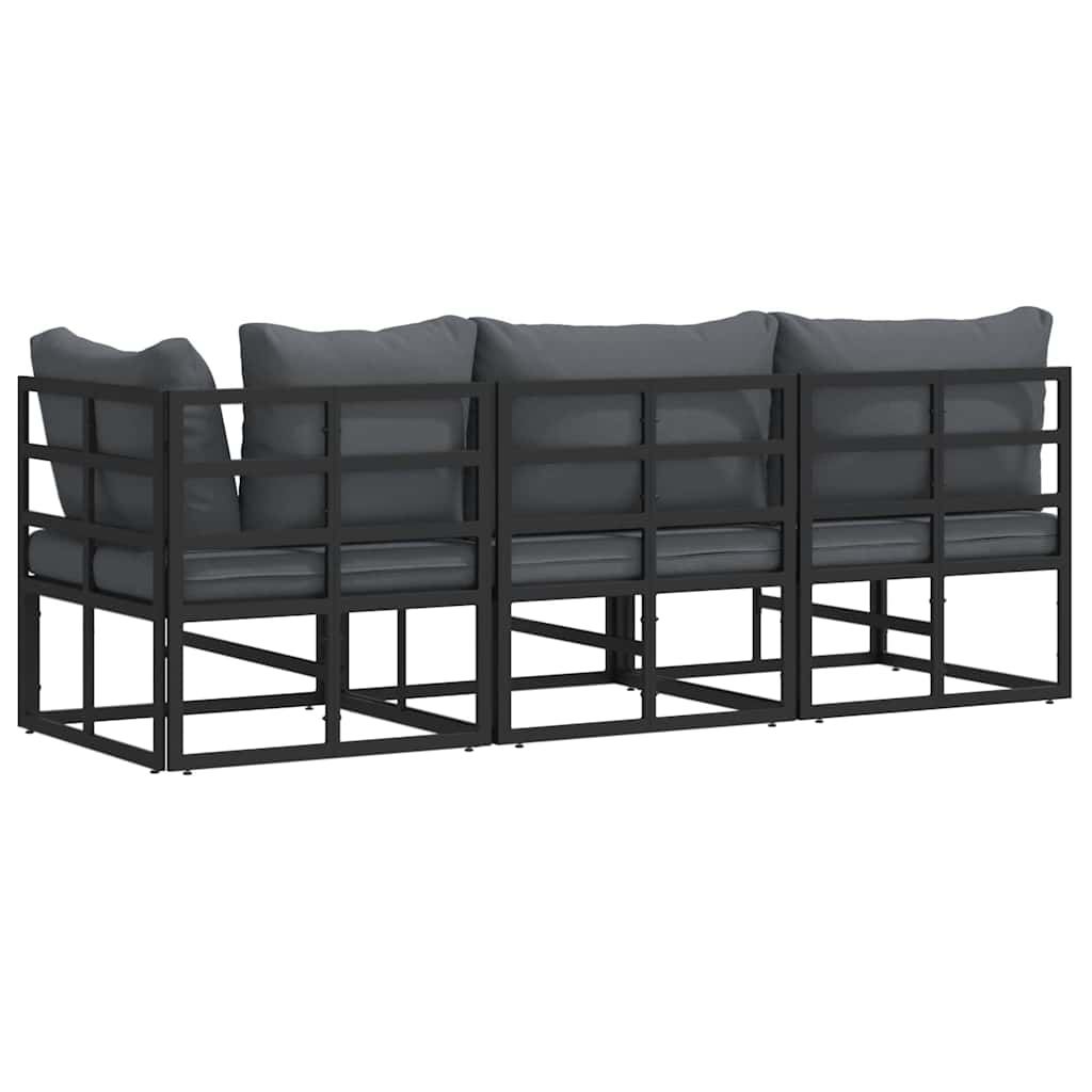Buitenmeubilair met kussen 3 Stuk Zwart en Anthraciet Metaal is nu te koop bij PeponiXL, paradijselijk wonen!