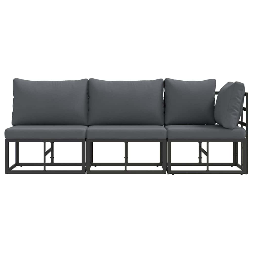 Buitenmeubilair met kussen 3 Stuk Zwart en Anthraciet Metaal is nu te koop bij PeponiXL, paradijselijk wonen!