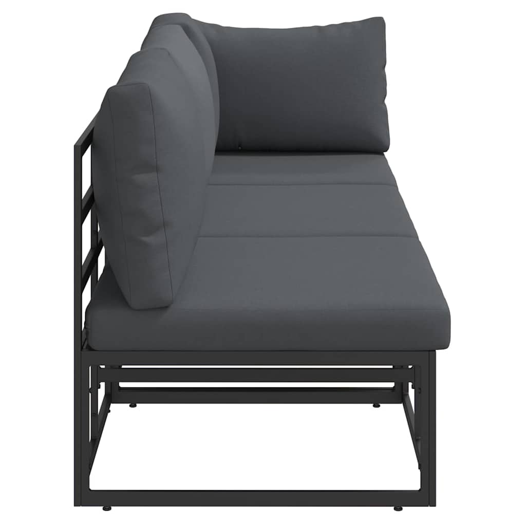 Buitenmeubilair met kussen 3 Stuk Zwart en Anthraciet Metaal is nu te koop bij PeponiXL, paradijselijk wonen!