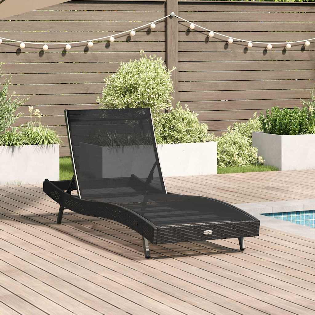 Ligstoel Zwart 197 x 70 x 82 cm poly rattan is nu te koop bij PeponiXL, paradijselijk wonen!