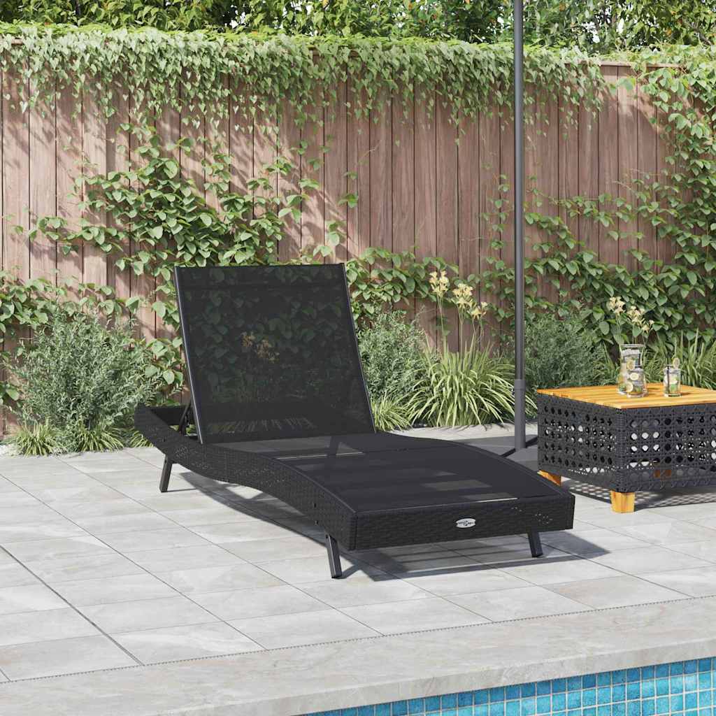 Ligstoel Zwart 197 x 70 x 82 cm poly rattan is nu te koop bij PeponiXL, paradijselijk wonen!