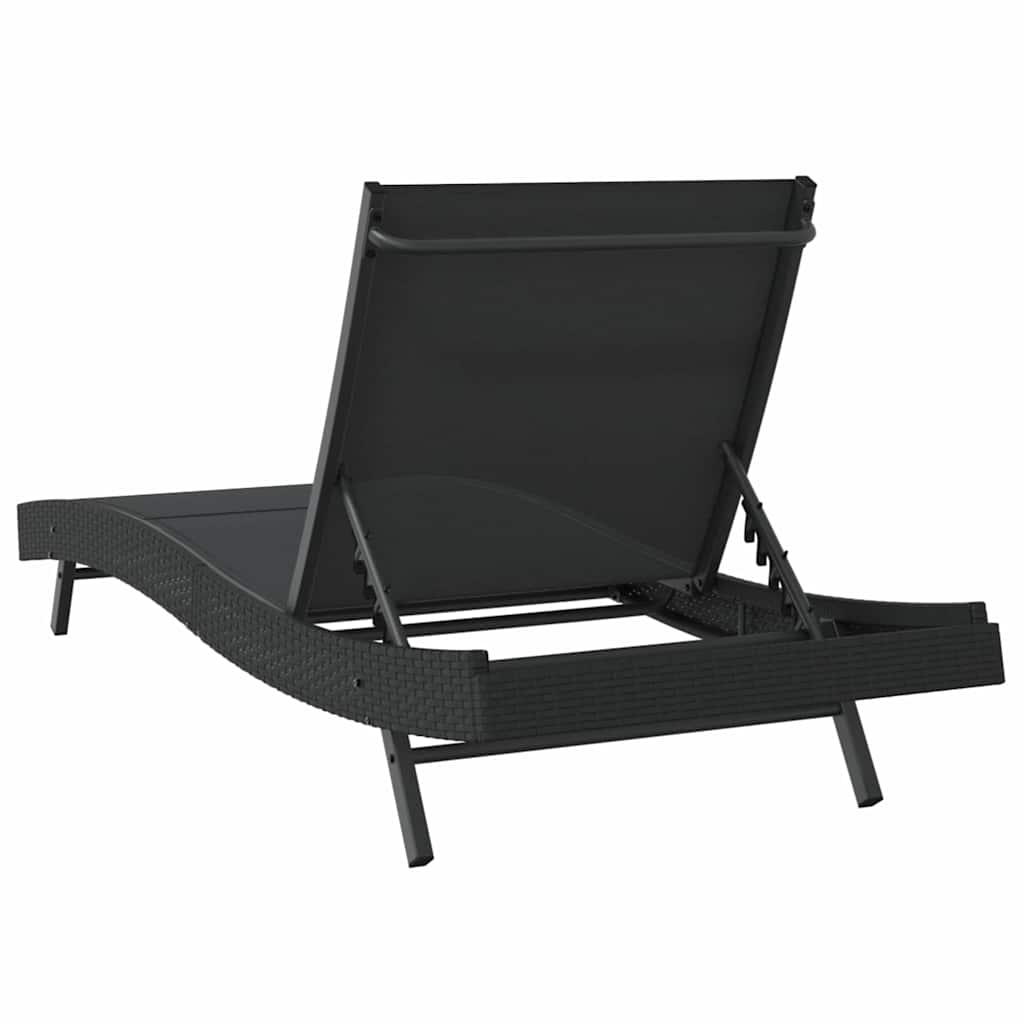 Ligstoel Zwart 197 x 70 x 82 cm poly rattan is nu te koop bij PeponiXL, paradijselijk wonen!