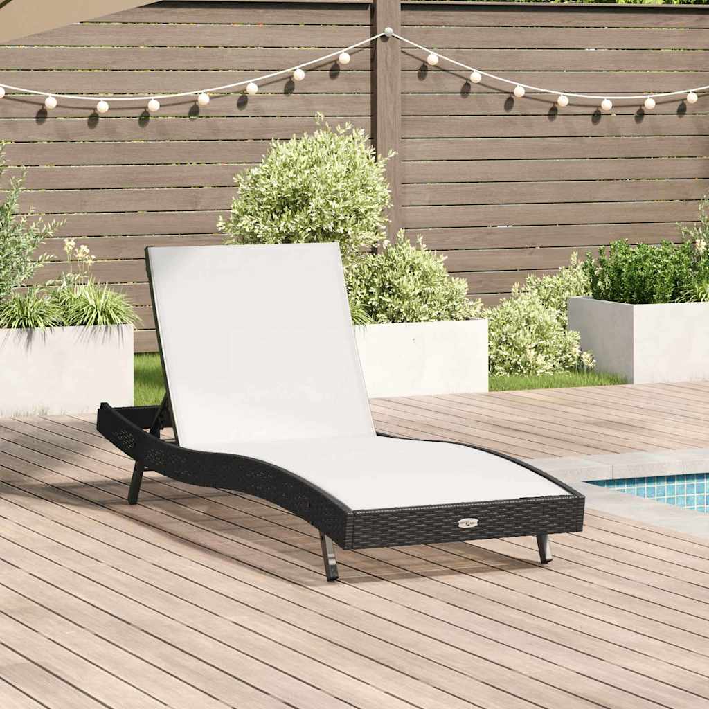 Ligstoel Zwart en Wit 197 x 70 x 82 cm poly rattan is nu te koop bij PeponiXL, paradijselijk wonen!