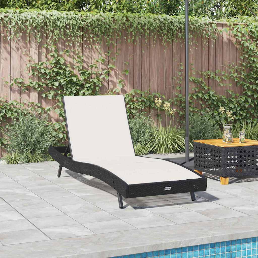 Ligstoel Zwart en Wit 197 x 70 x 82 cm poly rattan is nu te koop bij PeponiXL, paradijselijk wonen!