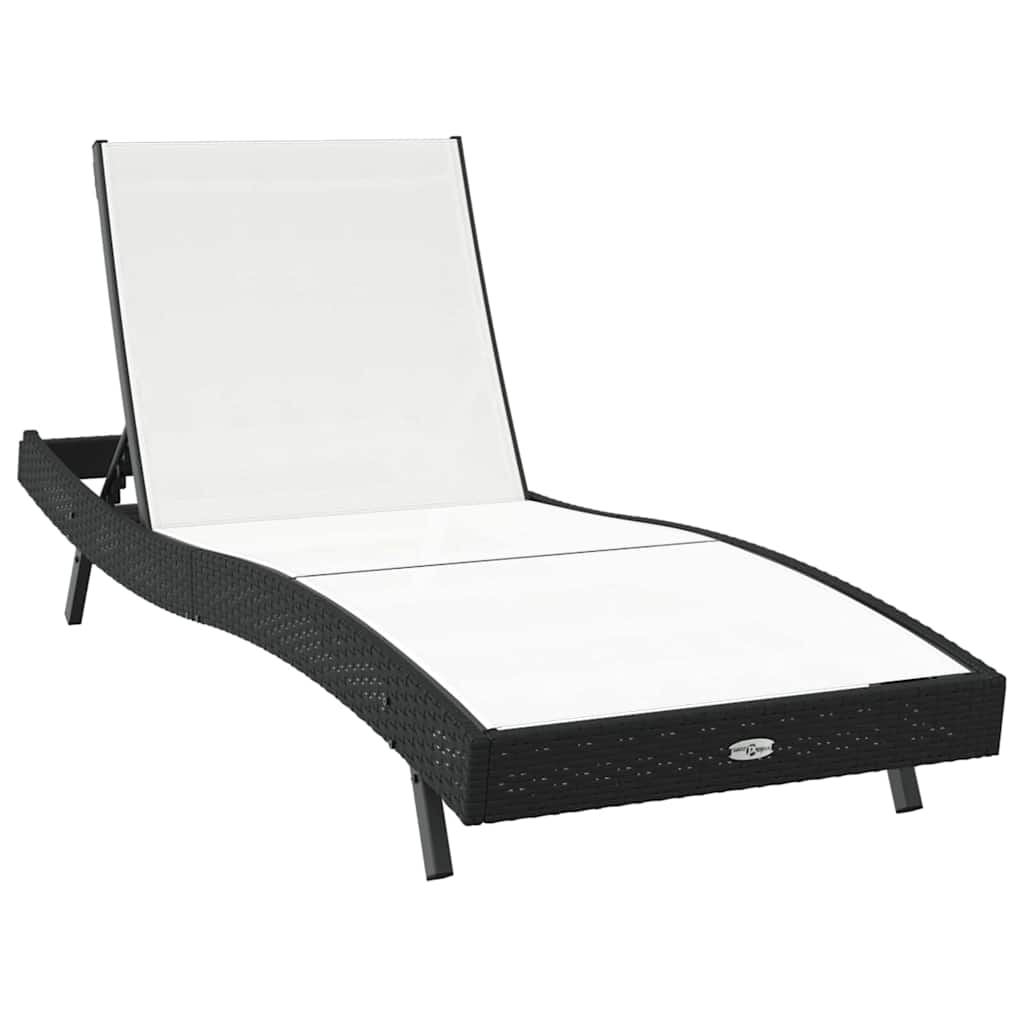 Ligstoel Zwart en Wit 197 x 70 x 82 cm poly rattan is nu te koop bij PeponiXL, paradijselijk wonen!