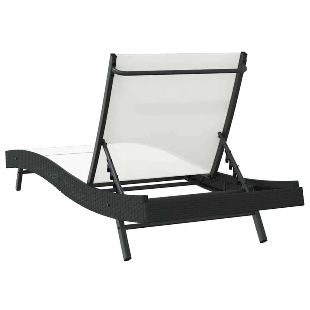 Ligstoel Zwart en Wit 197 x 70 x 82 cm poly rattan is nu te koop bij PeponiXL, paradijselijk wonen!