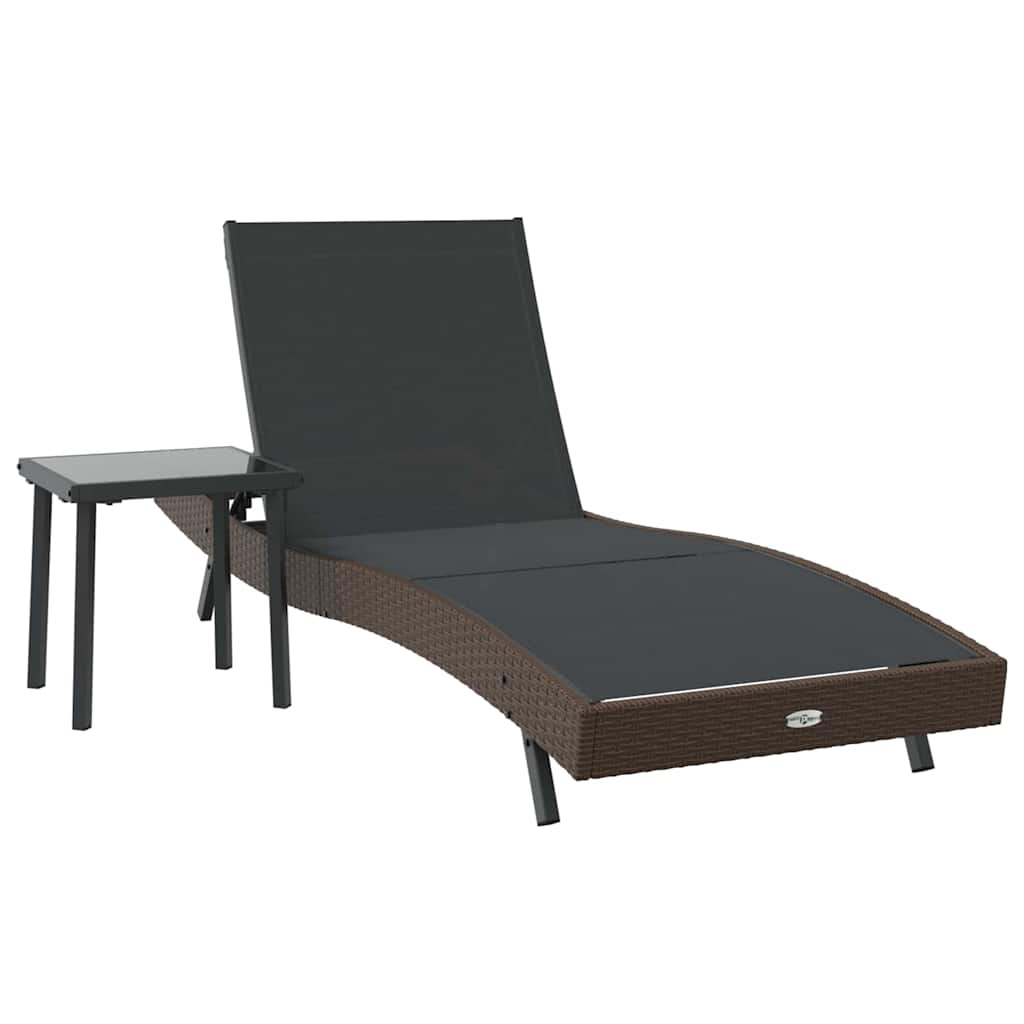 Ligstoel 2 pcs Zwart en Bruin poly rattan is nu te koop bij PeponiXL, paradijselijk wonen!