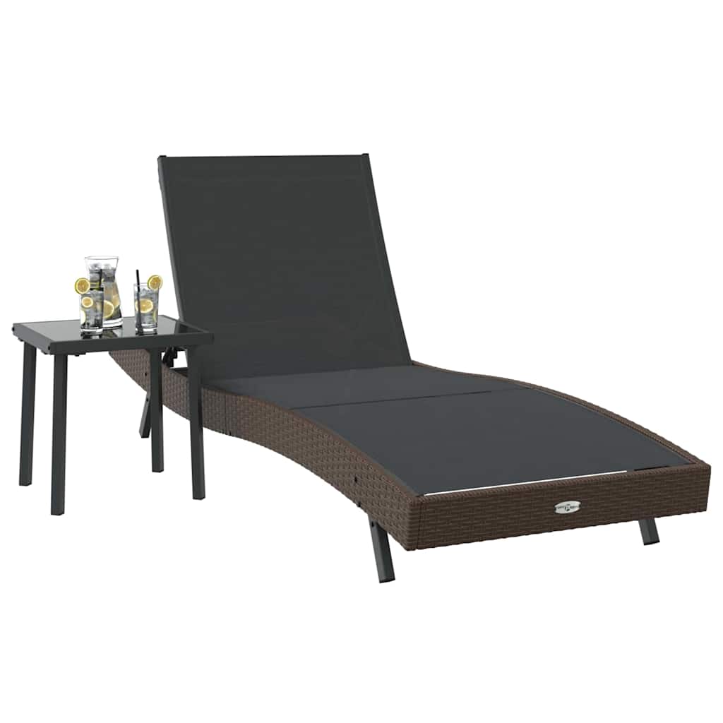 Ligstoel 2 pcs Zwart en Bruin poly rattan is nu te koop bij PeponiXL, paradijselijk wonen!