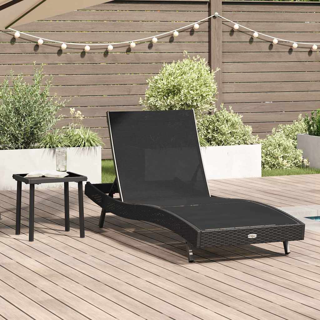 Ligstoel 2 pcs Zwart poly rattan is nu te koop bij PeponiXL, paradijselijk wonen!