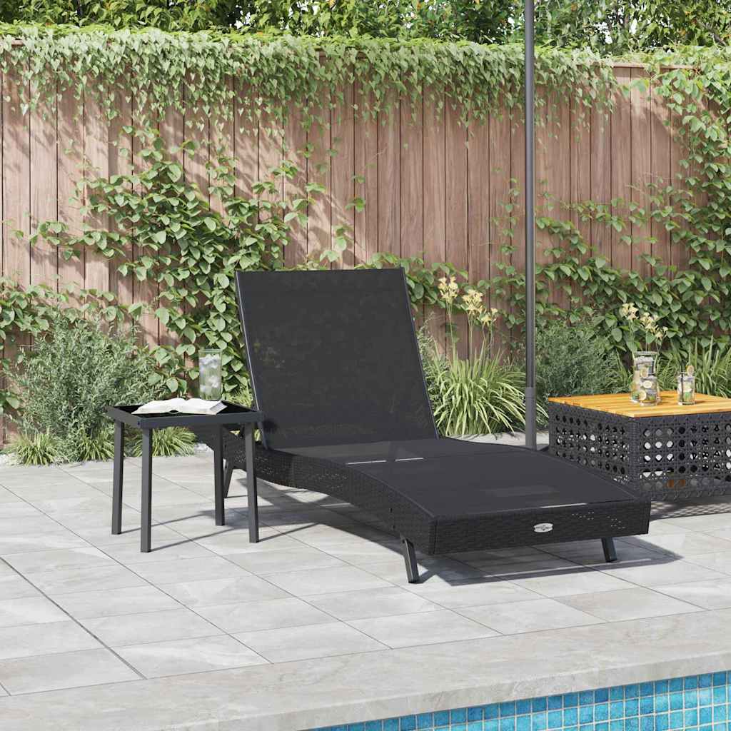 Ligstoel 2 pcs Zwart poly rattan is nu te koop bij PeponiXL, paradijselijk wonen!