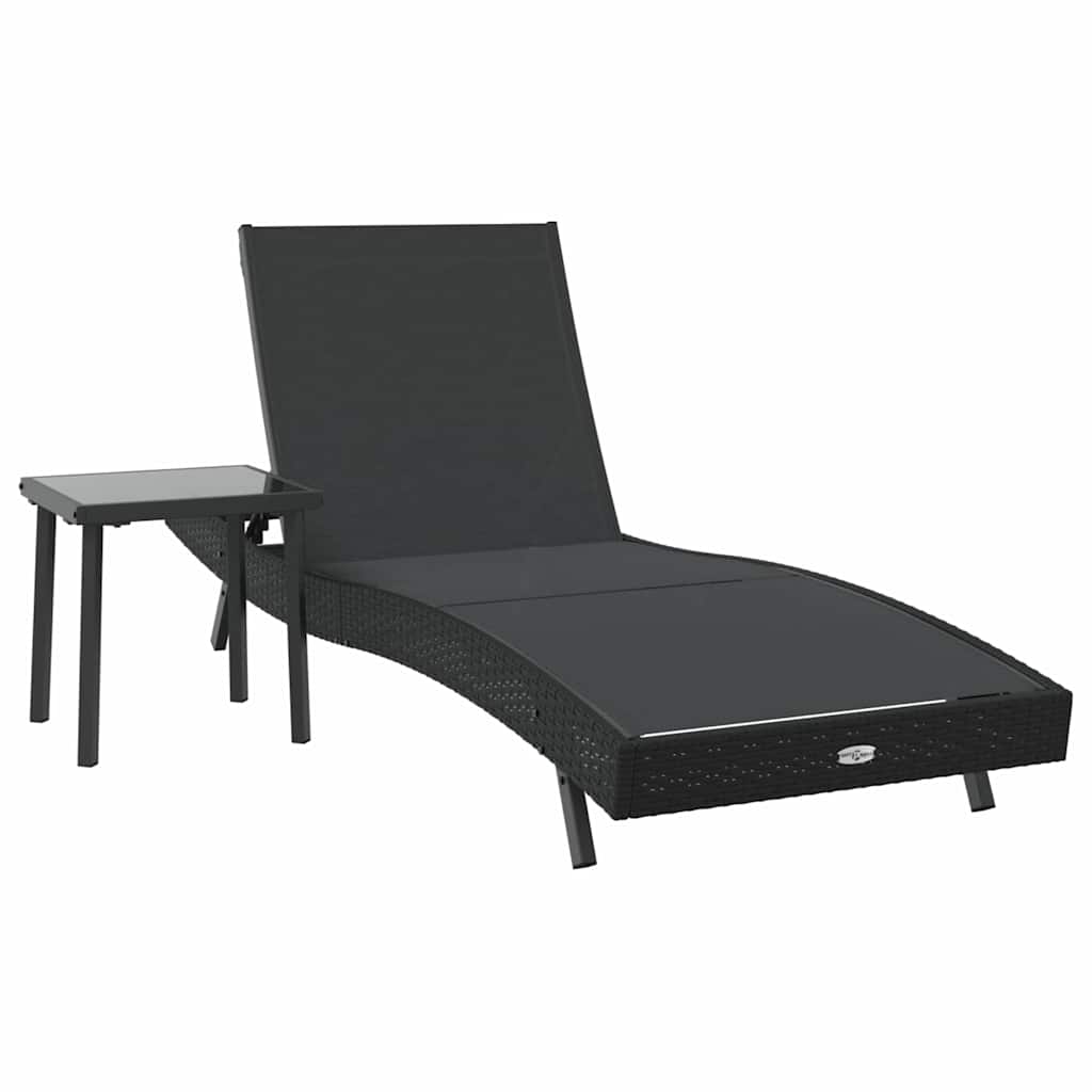 Ligstoel 2 pcs Zwart poly rattan is nu te koop bij PeponiXL, paradijselijk wonen!