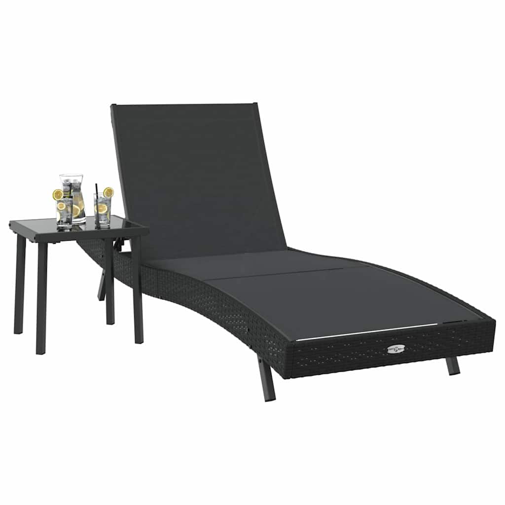 Ligstoel 2 pcs Zwart poly rattan is nu te koop bij PeponiXL, paradijselijk wonen!