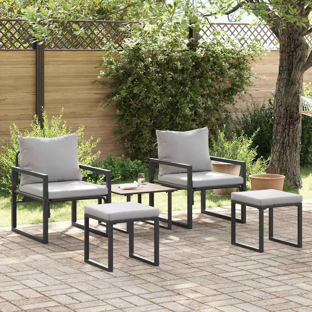 Tuinmeubelen met kussen met kussen 4 pcs Lichtgrijs Polyester is nu te koop bij PeponiXL, paradijselijk wonen!