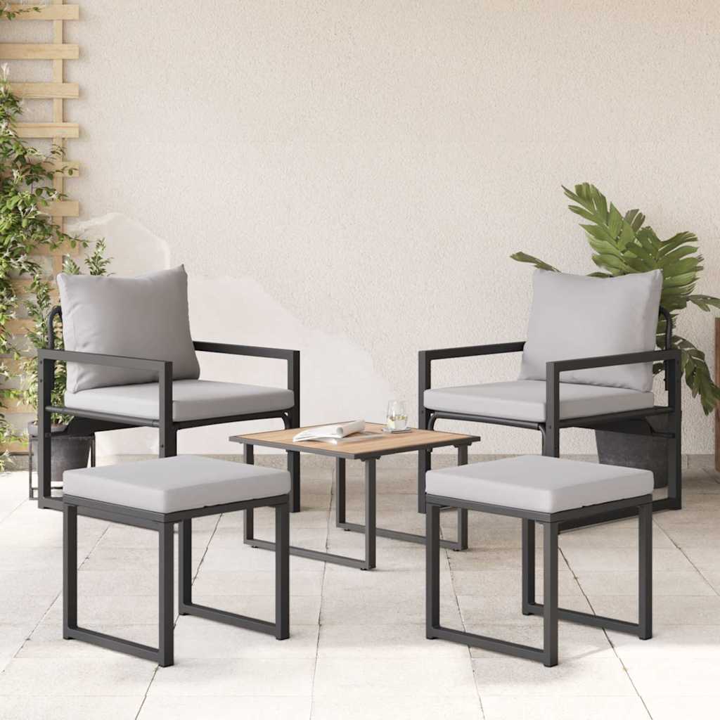 Tuinmeubelen met kussen met kussen 4 pcs Lichtgrijs Polyester is nu te koop bij PeponiXL, paradijselijk wonen!