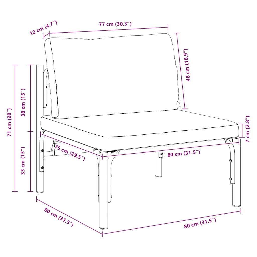 Buitenmeubilair met kussen Antraciet 80 x 80 x 71 cm Staal is nu te koop bij PeponiXL, paradijselijk wonen!