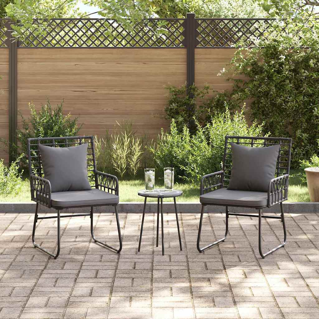Tuin eettafelset 3 pcs Zwart en Anthraciet poly rattan is nu te koop bij PeponiXL, paradijselijk wonen!